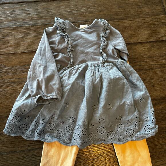 H&M Girls 9 Months Blue Dress and Tan Pants Outfit - Picture 8 of 8